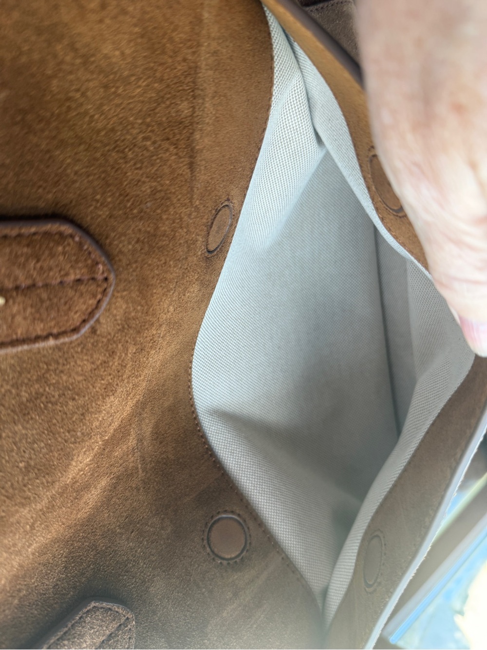 Quince Hudson Italian Suede Tote Whiskey Brown Leather Work Bag - Picture 12 of 12